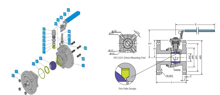 DESIGN DRAWING OF PNEUMATIC BALL VALVE